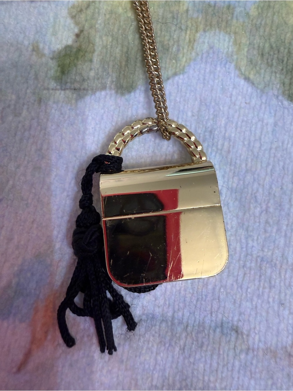 Marc Jacobs Gold Padlock Necklace with Black Tassel Accent - Picture 3 of 3